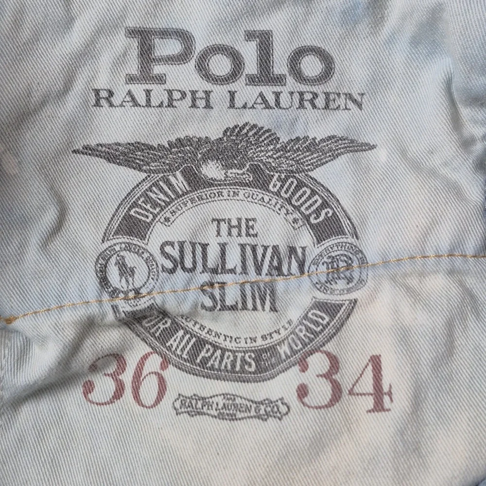 Polo Ralph Lauren Men's 36 The Sullivan Slim Distressed‎ Patchwork Jeans